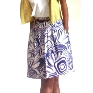 CAbi #470 Lombard Blue Swirl Print Full Skirt Size 2